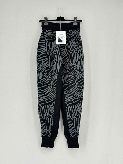 Pre - loved CHANEL Black & Grey Logo Size US 0 Pants at Reems Closet