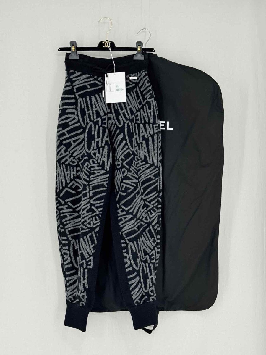 Pre - loved CHANEL Black & Grey Logo Size US 0 Pants at Reems Closet
