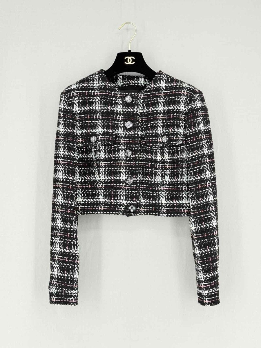 Pre - loved CHANEL Black Multicolor Tweed Size US 4 Jacket at Reems Closet