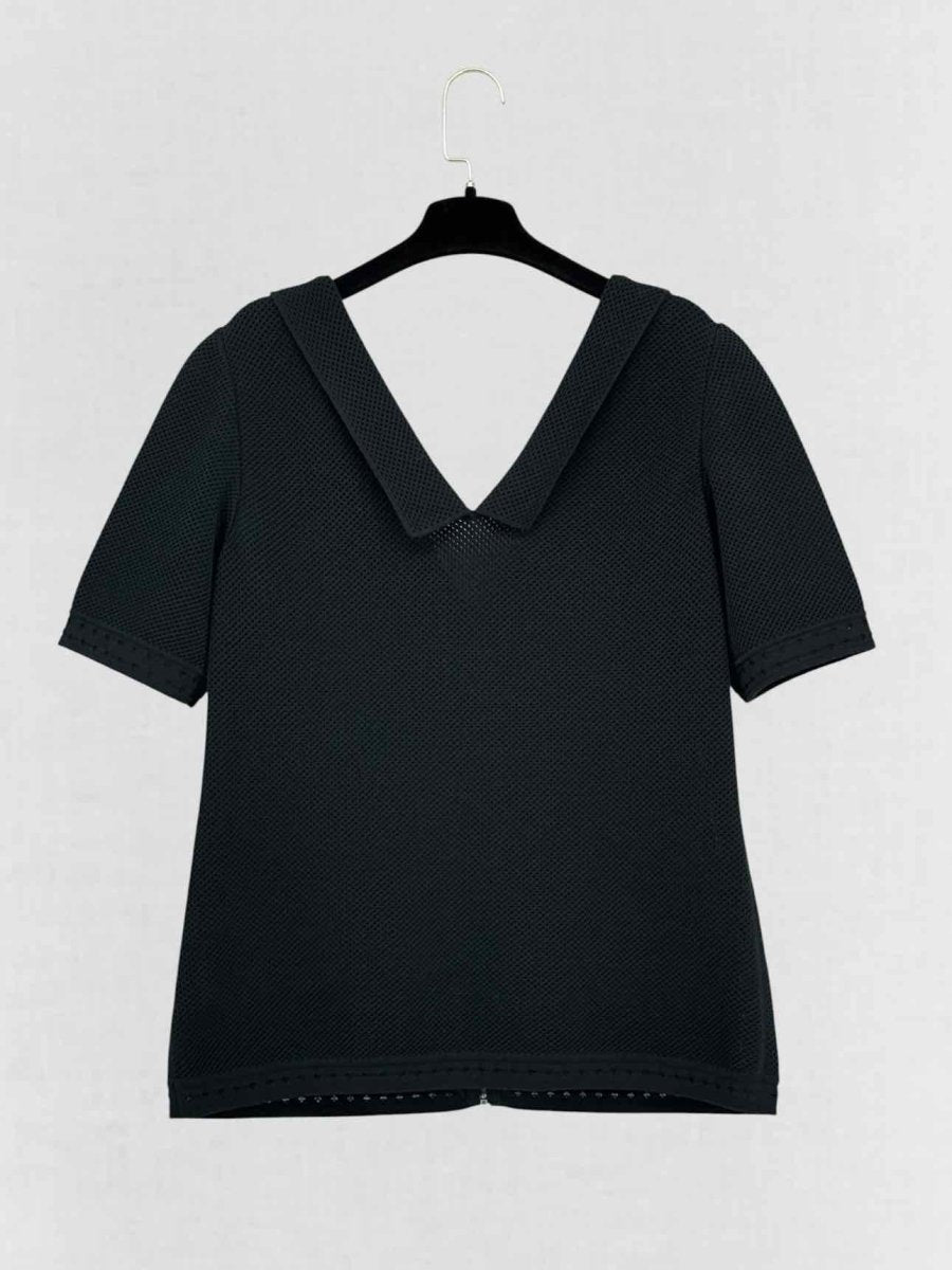 Pre - loved CHANEL Black Perforated Size US 10 Cardigan at Reems Closet