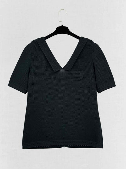 Pre - loved CHANEL Black Perforated Size US 10 Cardigan at Reems Closet