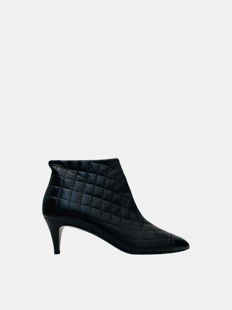 CHANEL Black Quilted Ankle Boots 39C