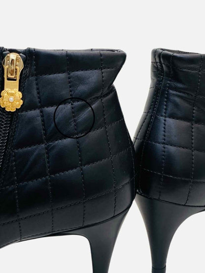 Pre - loved CHANEL Black Quilted Ankle Boots 39C at Reems Closet