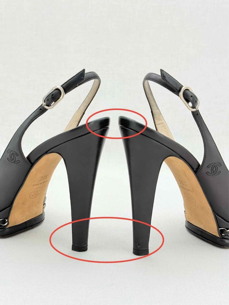 Pre - loved CHANEL Black Size EU 38 Slingbacks at Reems Closet