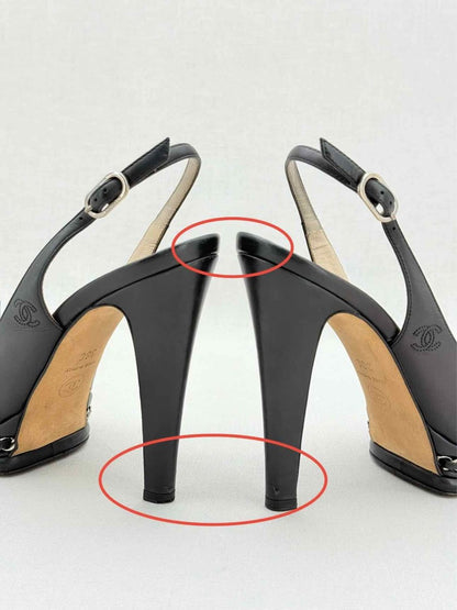 Pre - loved CHANEL Black Size EU 38 Slingbacks at Reems Closet