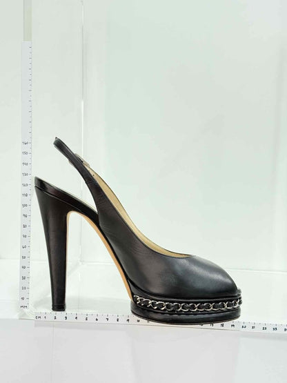 Pre - loved CHANEL Black Size EU 38 Slingbacks at Reems Closet