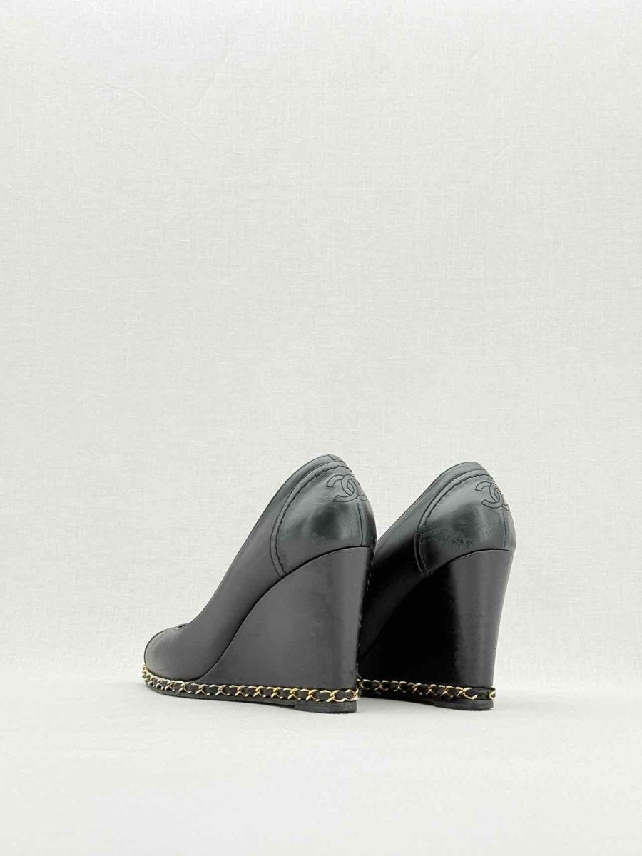 Pre - loved CHANEL Black Size EU 38 Wedges at Reems Closet
