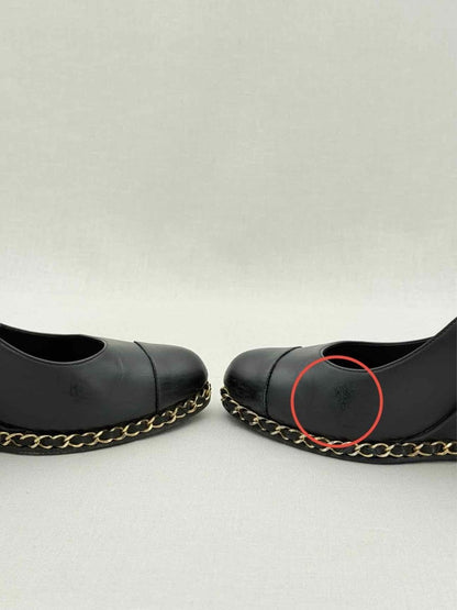 Pre - loved CHANEL Black Size EU 38 Wedges at Reems Closet