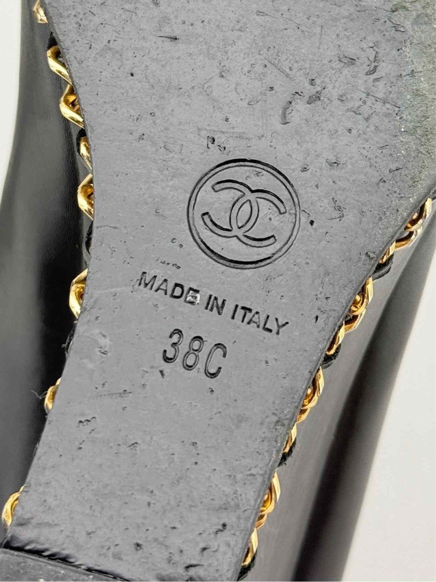 Pre - loved CHANEL Black Size EU 38 Wedges at Reems Closet