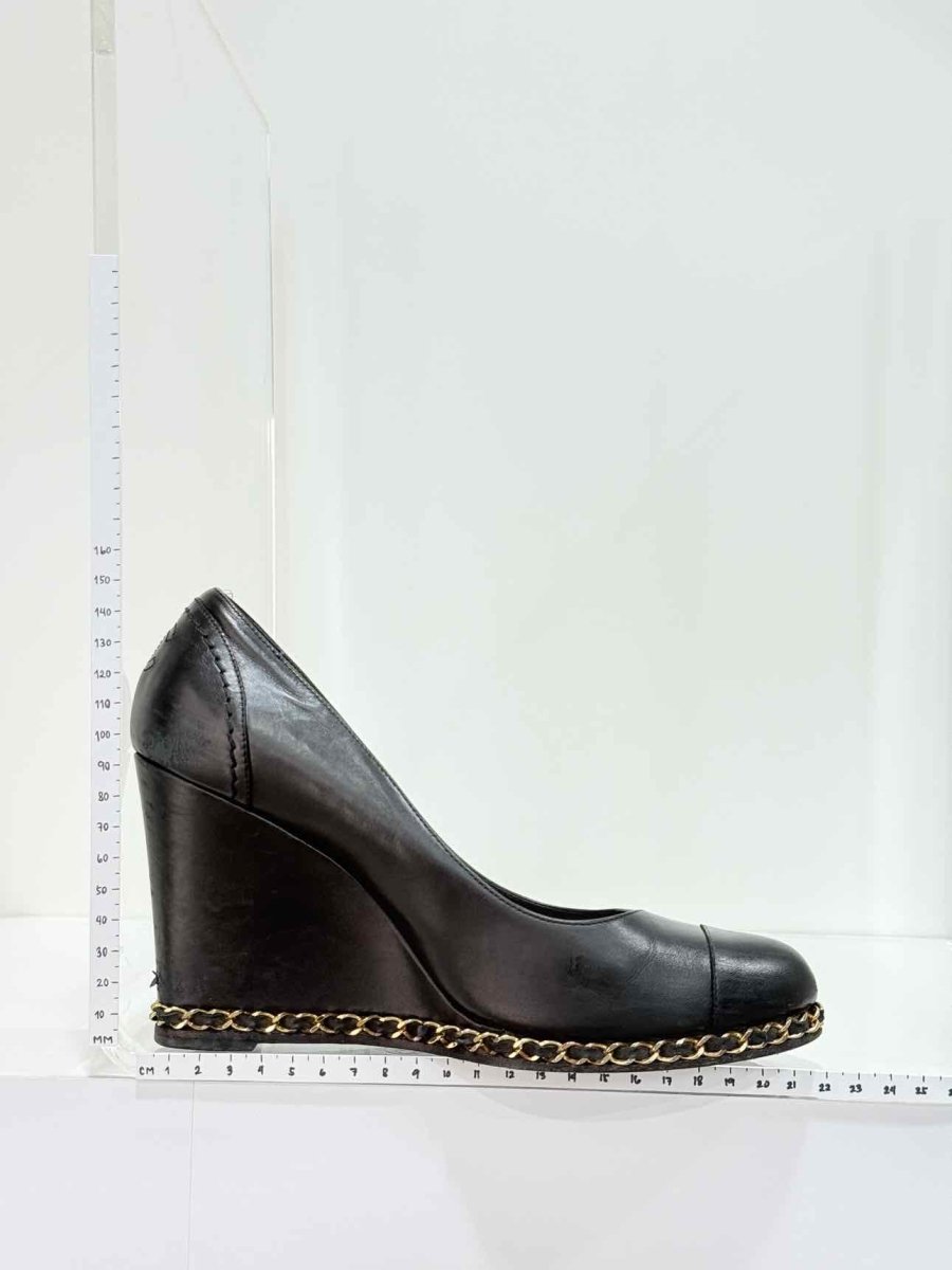Pre - loved CHANEL Black Size EU 38 Wedges at Reems Closet