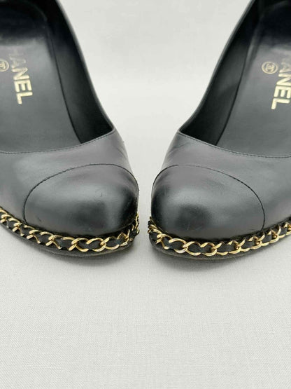 Pre - loved CHANEL Black Size EU 38 Wedges at Reems Closet