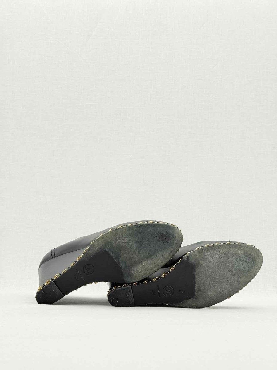 Pre - loved CHANEL Black Size EU 38 Wedges at Reems Closet