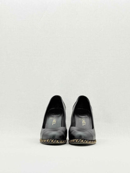 Pre - loved CHANEL Black Size EU 38 Wedges at Reems Closet