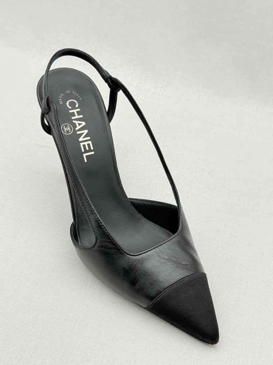 Pre - loved CHANEL Black Size EU 38.5 Slingbacks at Reems Closet