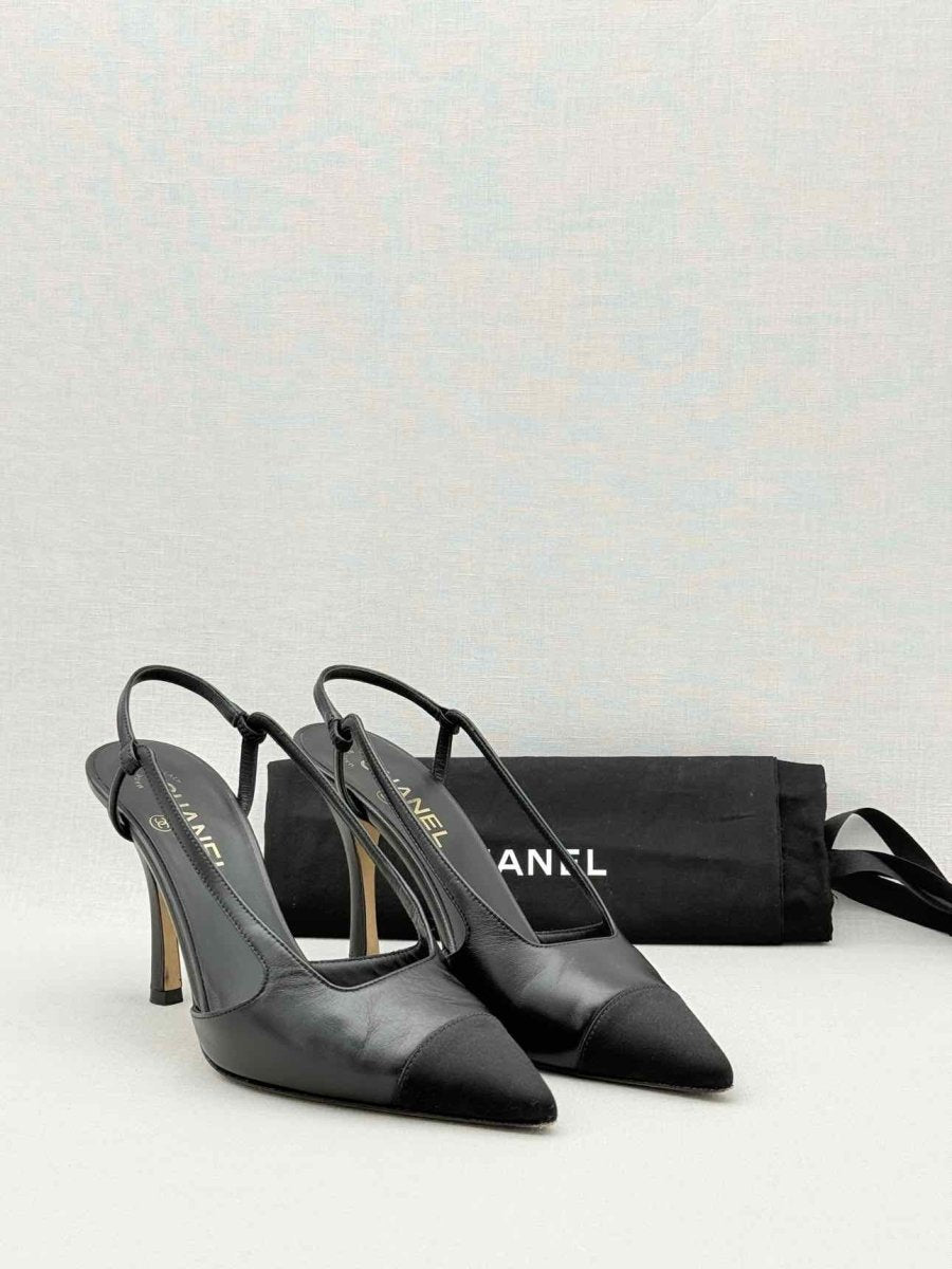 Pre - loved CHANEL Black Size EU 38.5 Slingbacks at Reems Closet