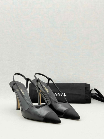 Pre - loved CHANEL Black Size EU 38.5 Slingbacks at Reems Closet