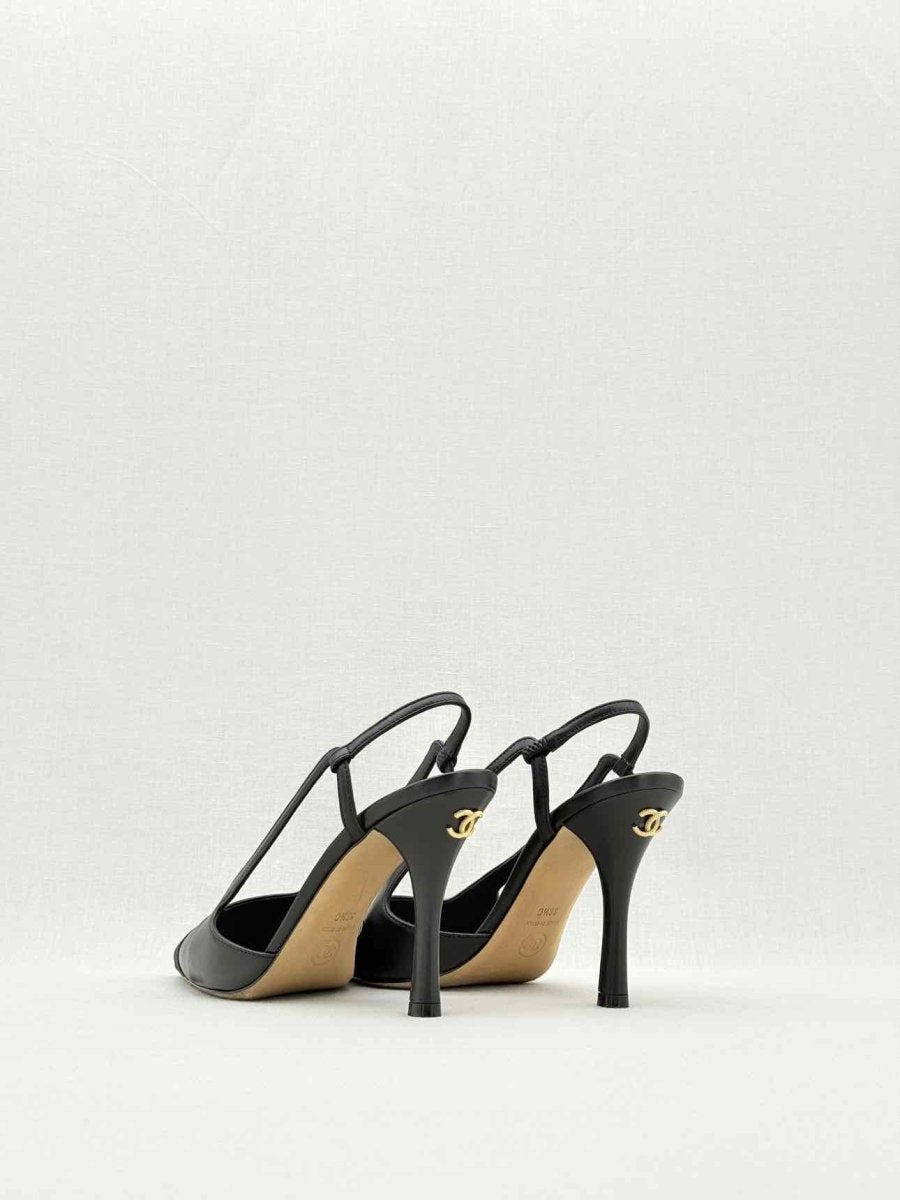 Pre - loved CHANEL Black Size EU 38.5 Slingbacks at Reems Closet