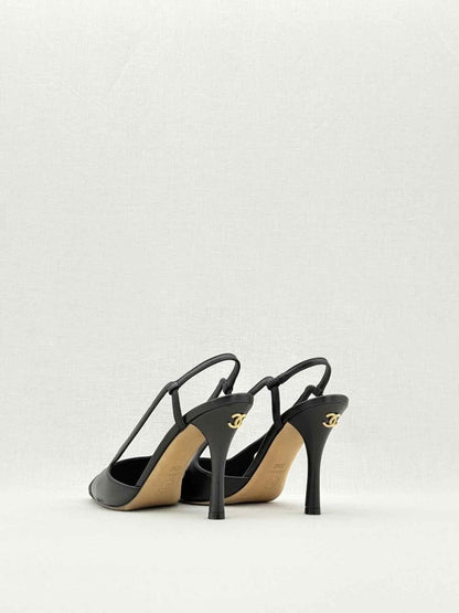 Pre - loved CHANEL Black Size EU 38.5 Slingbacks at Reems Closet