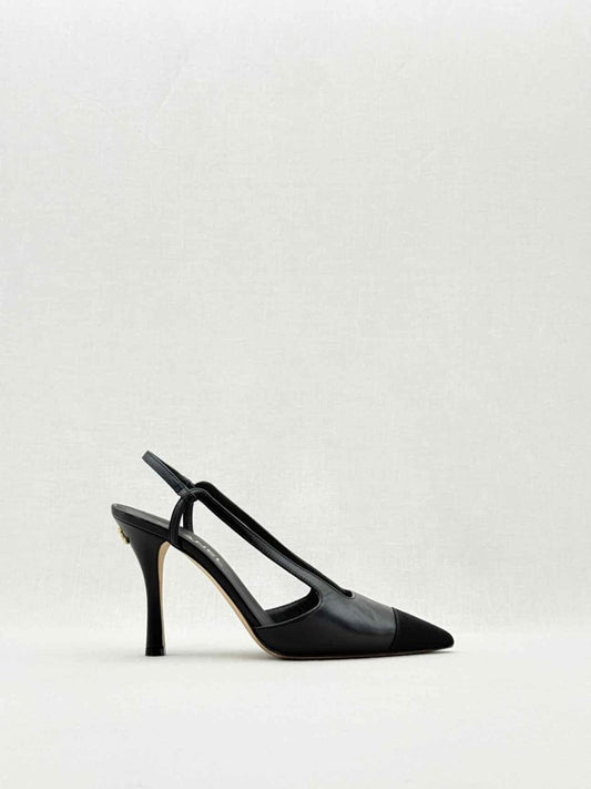 Pre - loved CHANEL Black Size EU 38.5 Slingbacks at Reems Closet