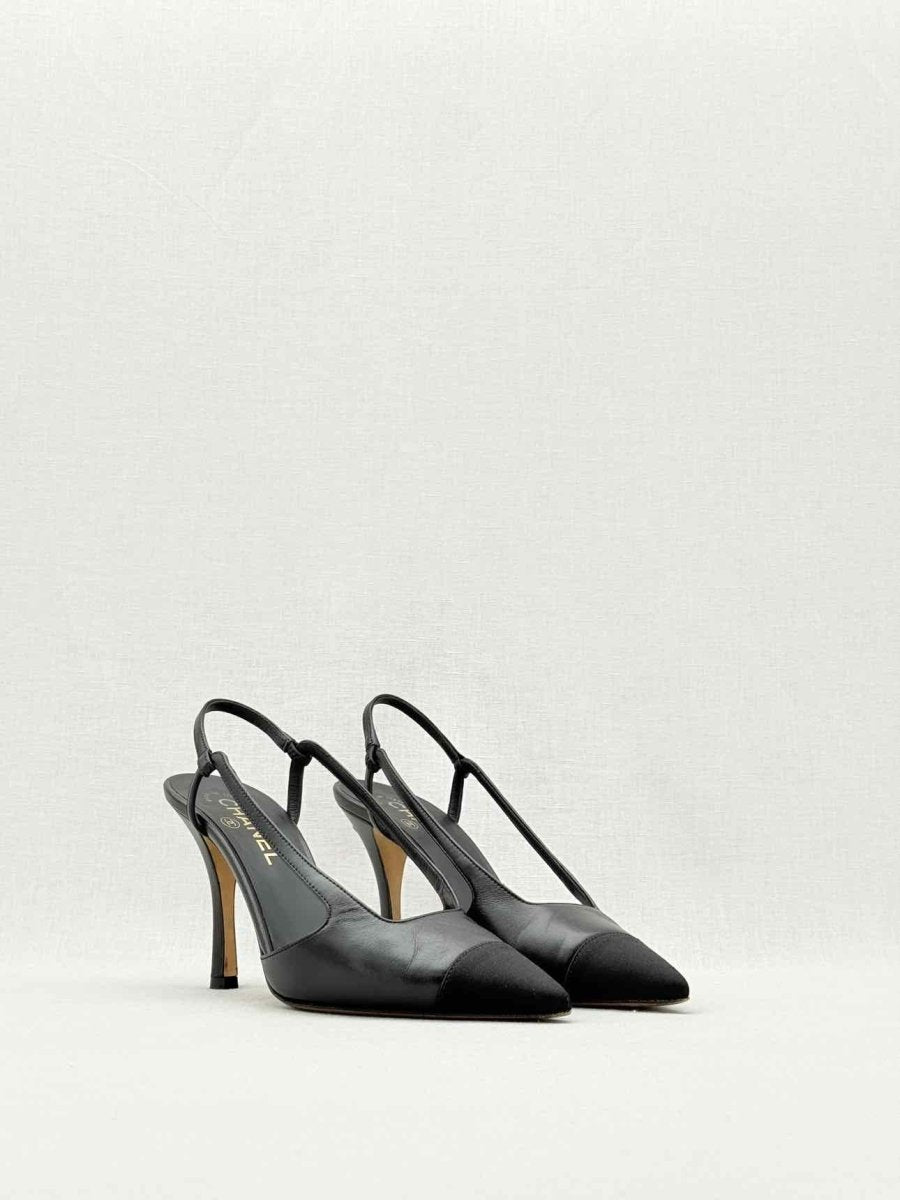 Pre - loved CHANEL Black Size EU 38.5 Slingbacks at Reems Closet
