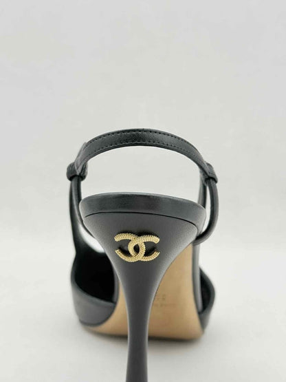 Pre - loved CHANEL Black Size EU 38.5 Slingbacks at Reems Closet