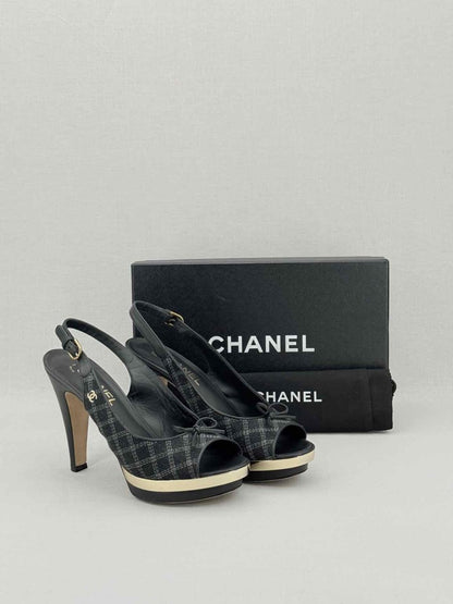 Pre - loved CHANEL Black Size EU 39 Slingbacks at Reems Closet