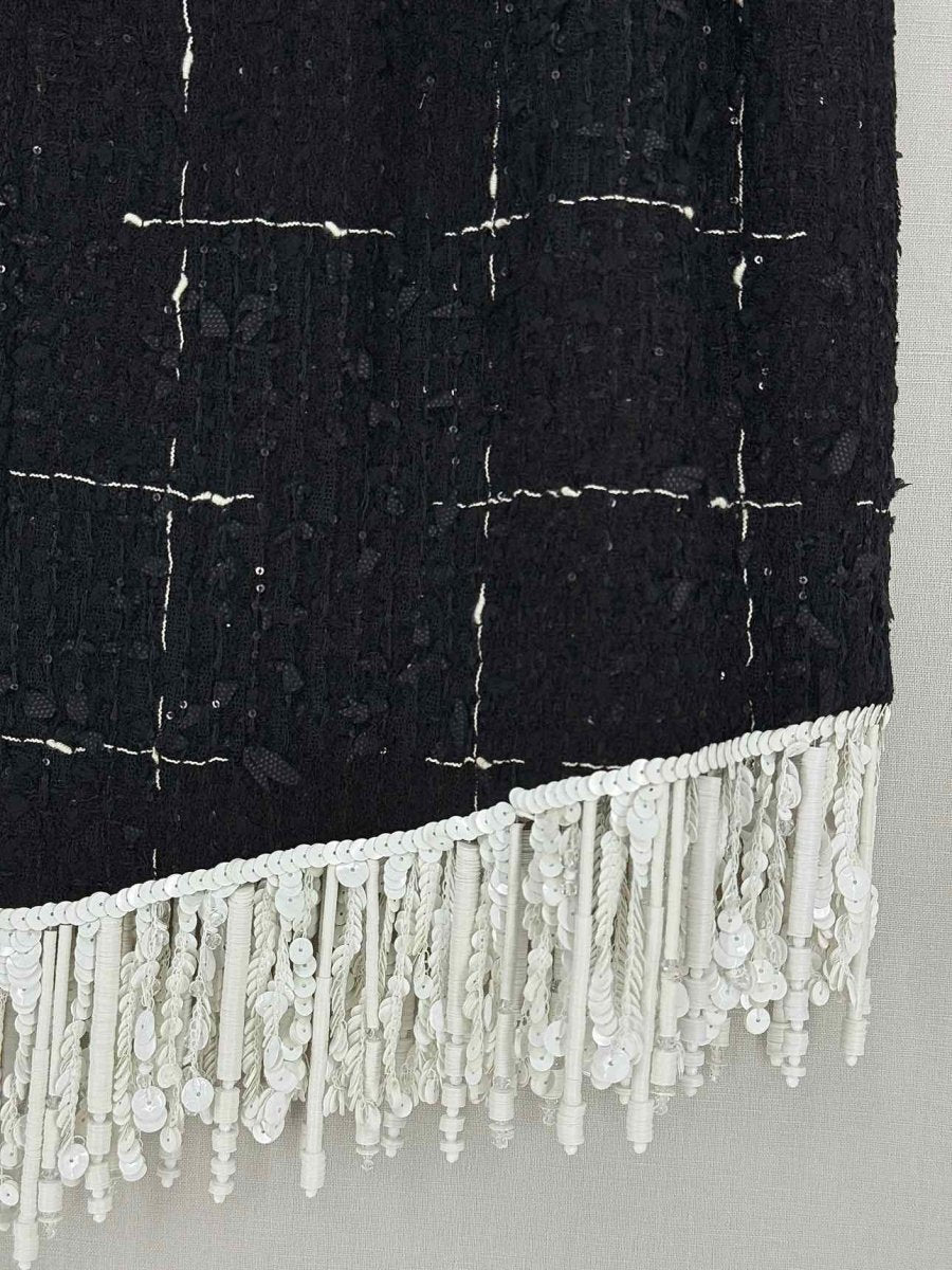 Pre - loved CHANEL Black Tweed Size US 6 Mini Skirt at Reems Closet