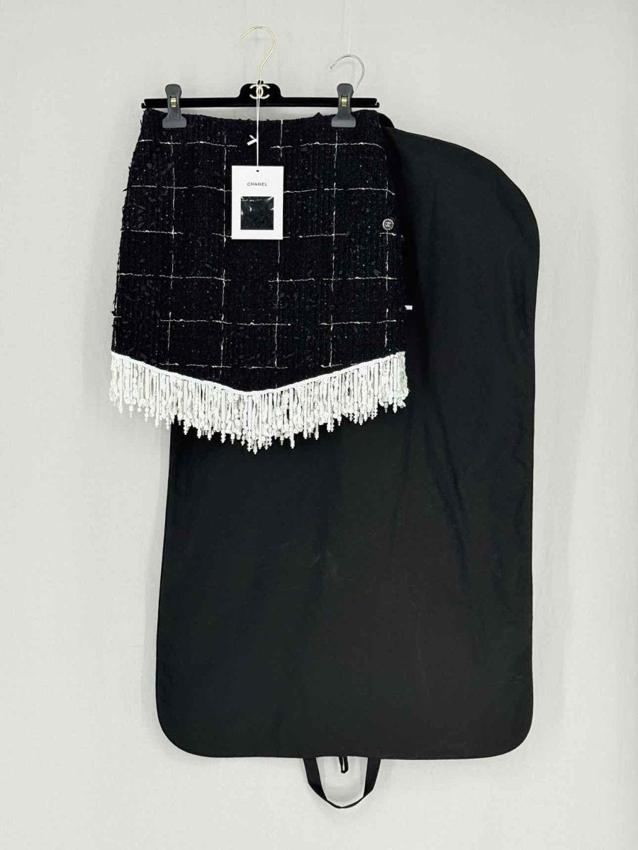 Pre - loved CHANEL Black Tweed Size US 6 Mini Skirt at Reems Closet
