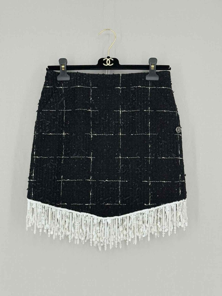 Pre - loved CHANEL Black Tweed Size US 6 Mini Skirt at Reems Closet