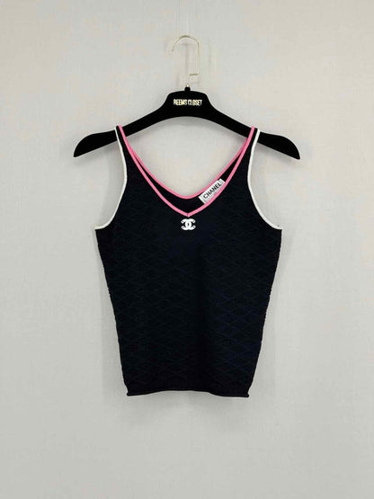 Pre - loved CHANEL Black w/ Pink Size US 4 Tank Top at Reems Closet