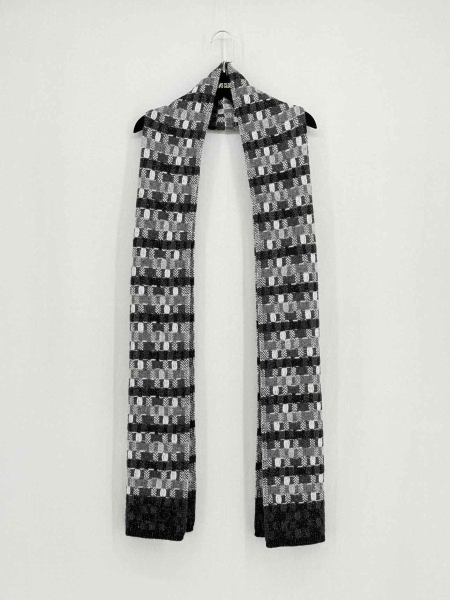 Pre - loved CHANEL Black & White Checked Scarf at Reems Closet