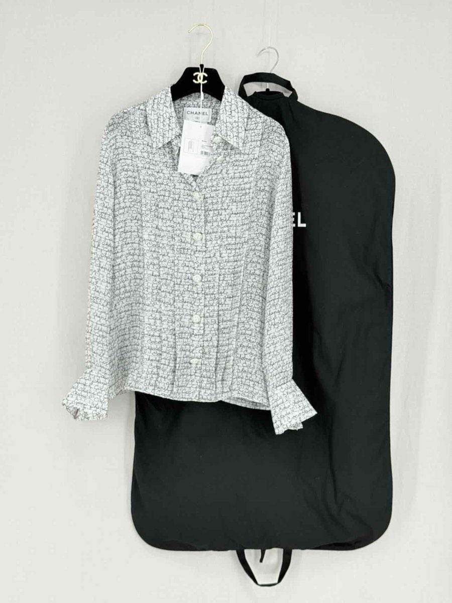 Pre - loved CHANEL Black & White Print Size US 8 Shirt at Reems Closet