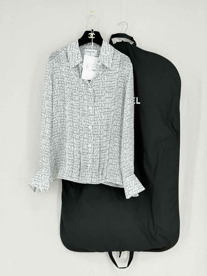 Pre - loved CHANEL Black & White Print Size US 8 Shirt at Reems Closet