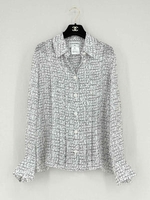 Pre - loved CHANEL Black & White Print Size US 8 Shirt at Reems Closet