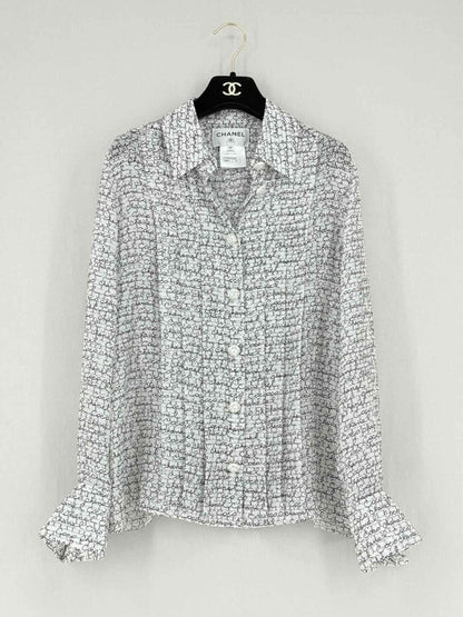 Pre - loved CHANEL Black & White Print Size US 8 Shirt at Reems Closet