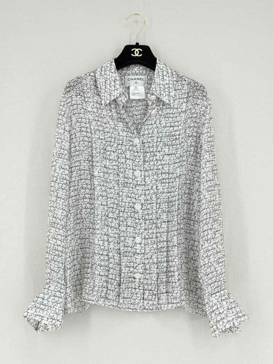Pre - loved CHANEL Black & White Print Size US 8 Shirt at Reems Closet