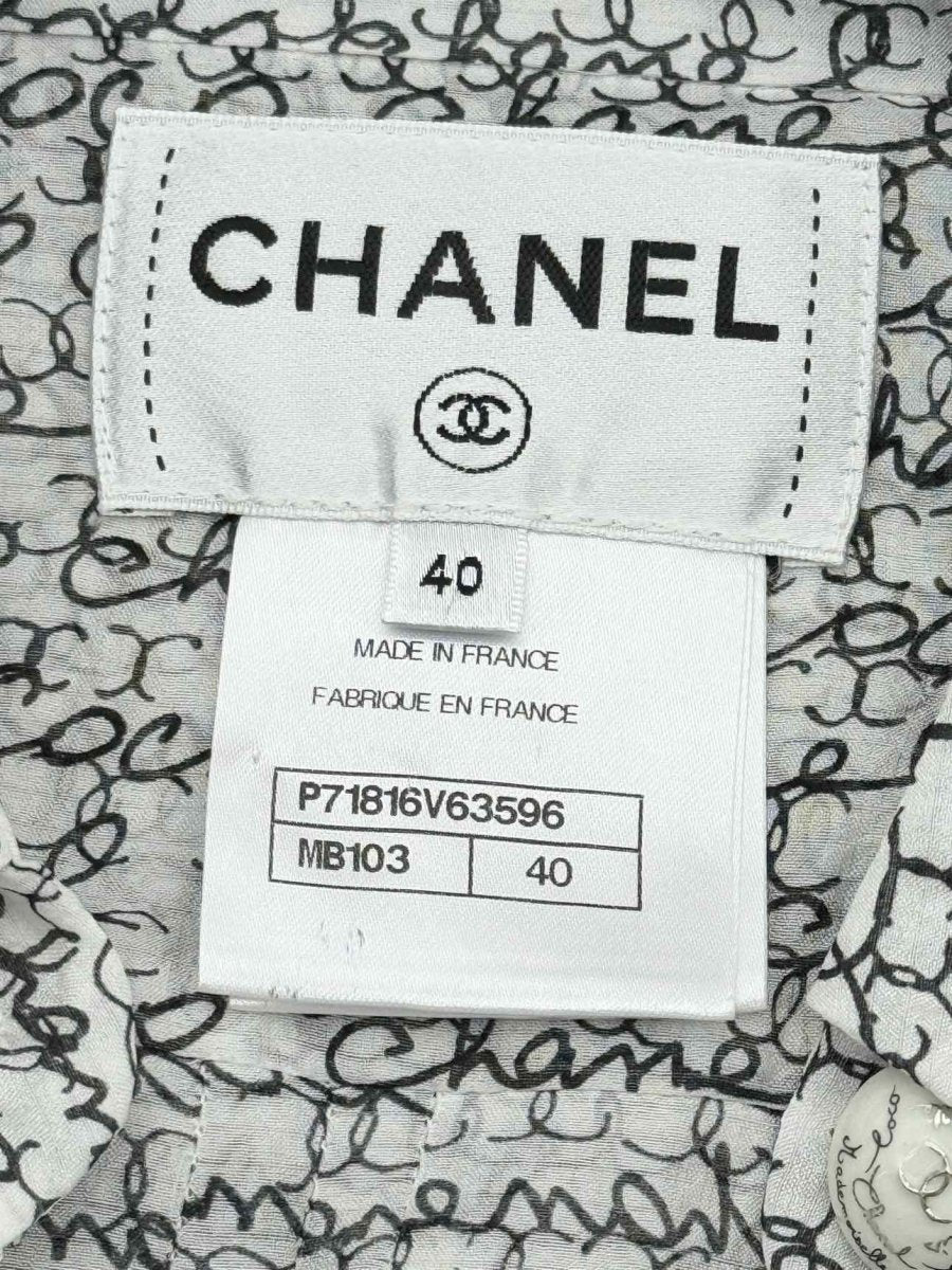 Pre - loved CHANEL Black & White Print Size US 8 Shirt at Reems Closet