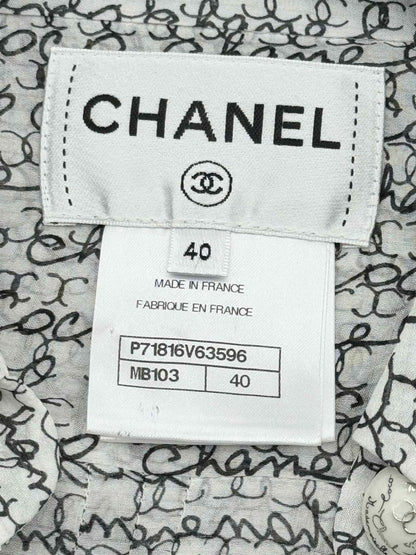 Pre - loved CHANEL Black & White Print Size US 8 Shirt at Reems Closet