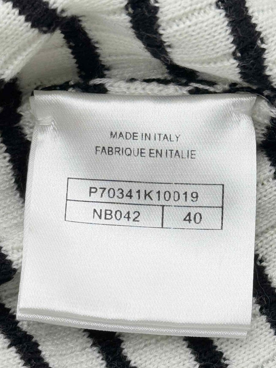 Pre - loved CHANEL Black & White Striped Size US 4 Short Dress at Reems Closet