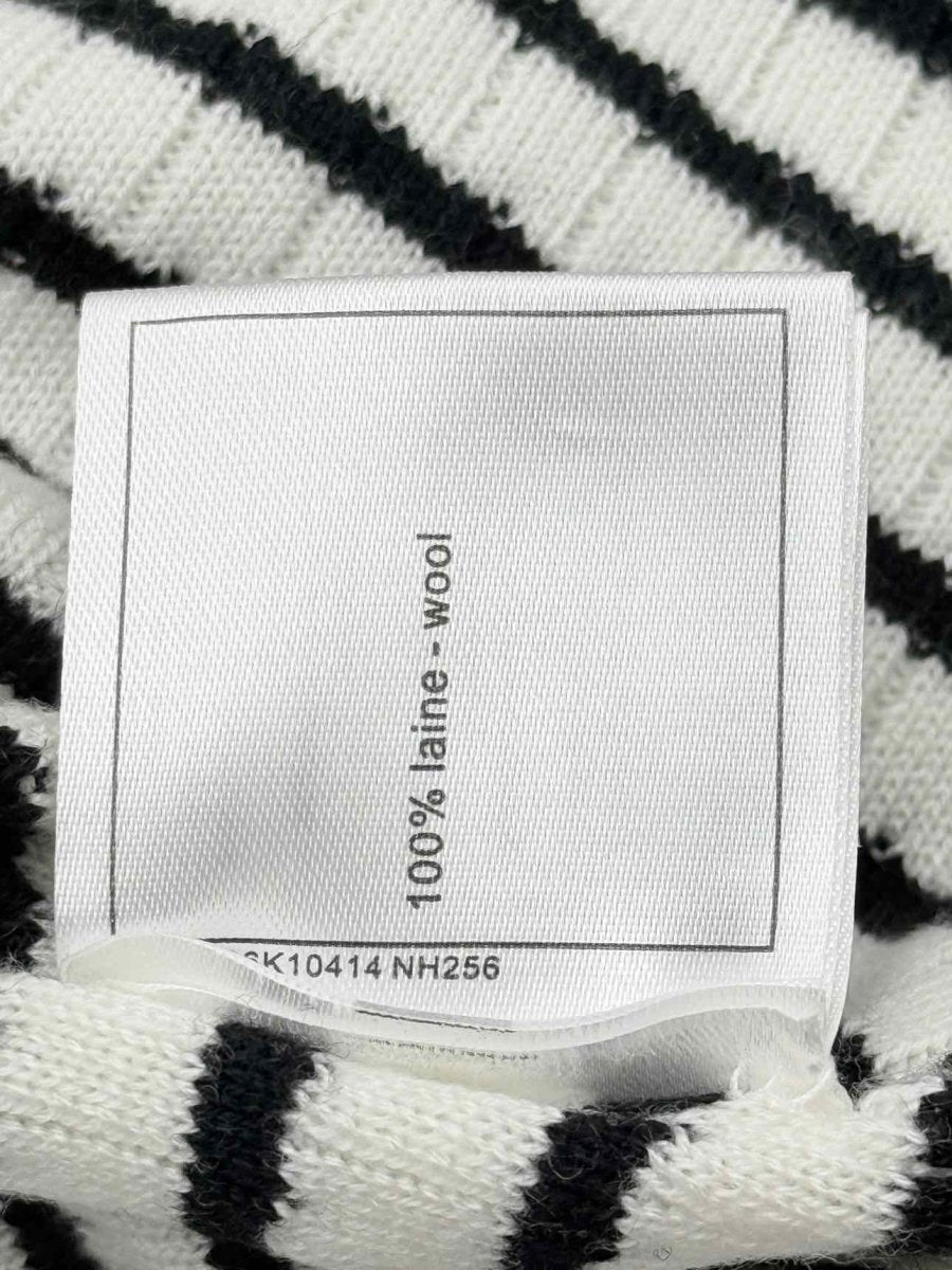 Pre - loved CHANEL Black & White Striped Size US 4 Short Dress at Reems Closet