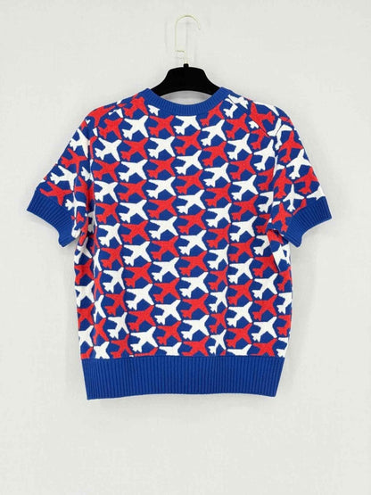 Pre - loved CHANEL Blue Multicolor Size US 14 Jumper at Reems Closet