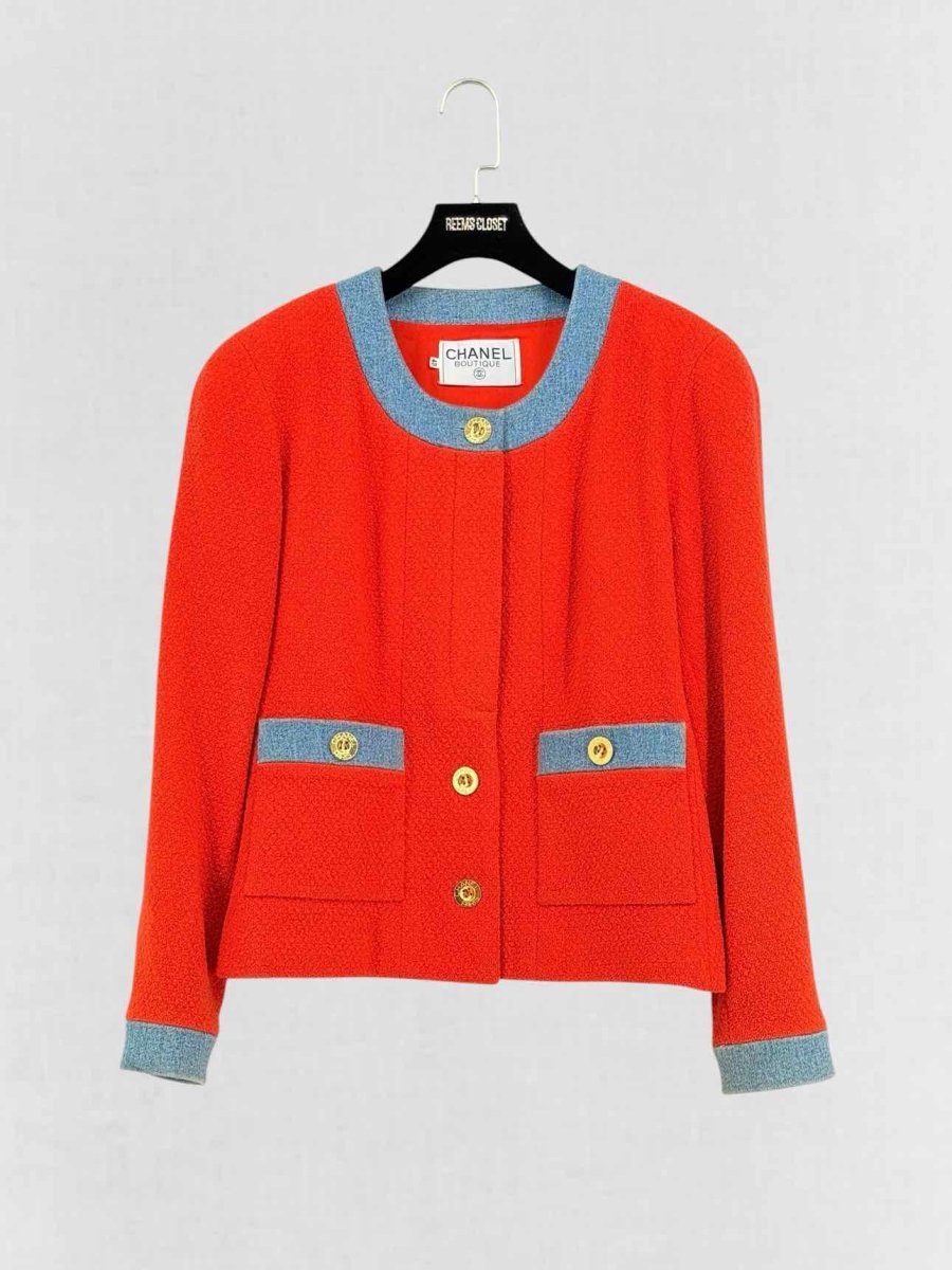 Pre - loved CHANEL BOUTIQUE Orange & Blue Size US 10 Outfit Set at Reems Closet