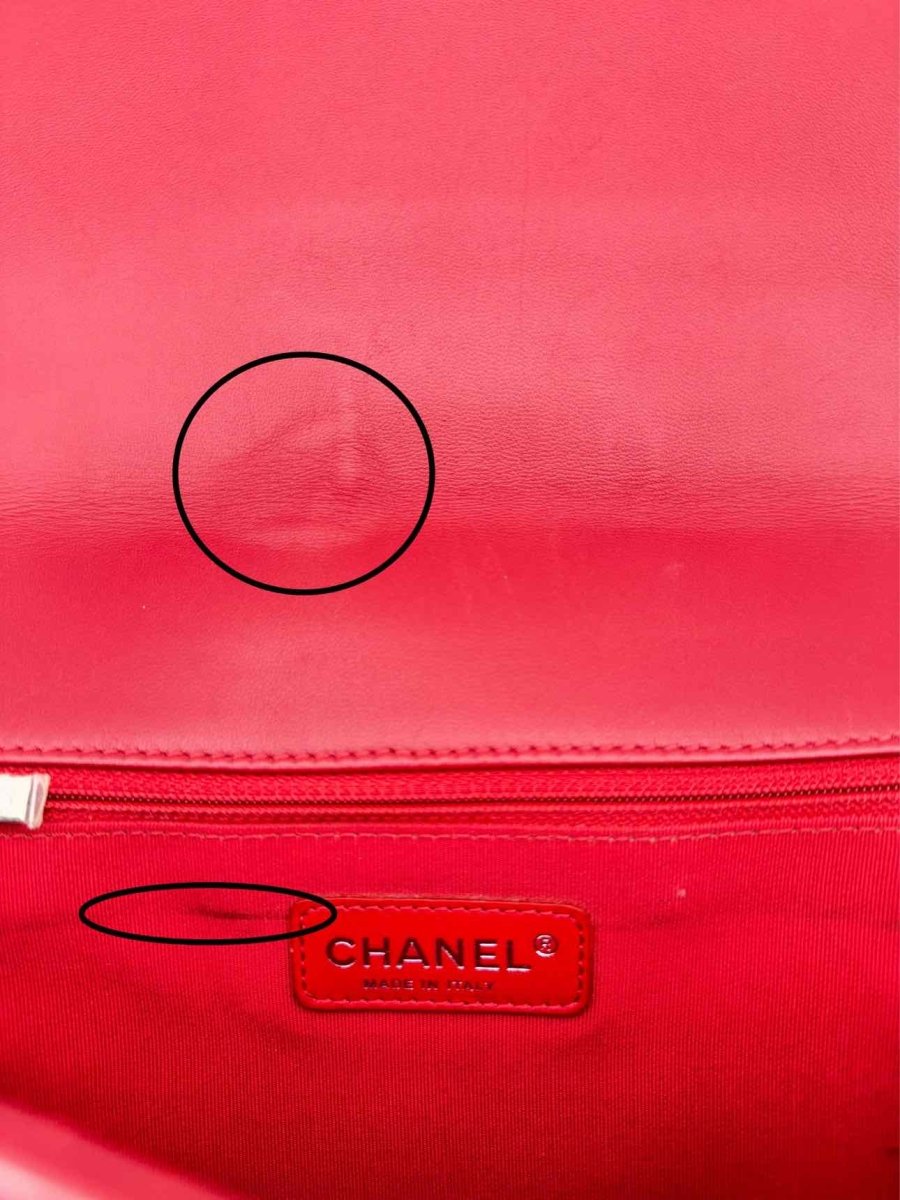 Pre - loved CHANEL Boy Black & Red Quilted Shoulder Bag at Reems Closet