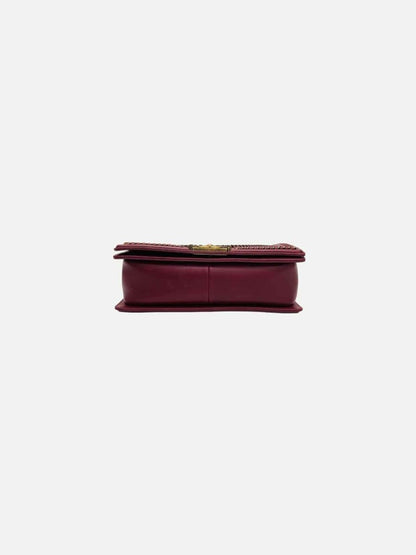 Pre - loved CHANEL Boy Burgundy Shoulder Bag at Reems Closet