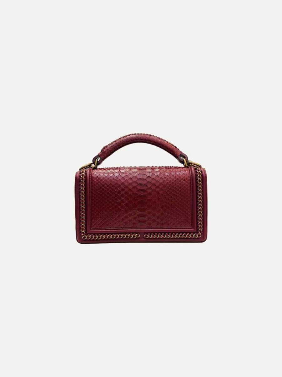 Pre - loved CHANEL Boy Burgundy Shoulder Bag at Reems Closet