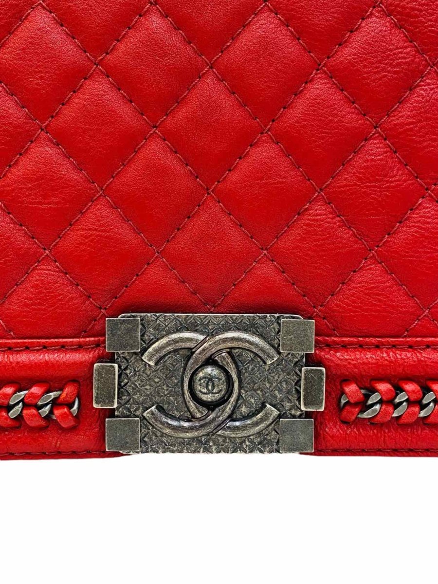 Pre-loved CHANEL Boy Flap Red Shoulder Bag from Reems Closet