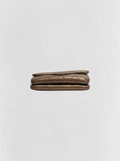 Pre - loved CHANEL Bronze Compact Wallet at Reems Closet