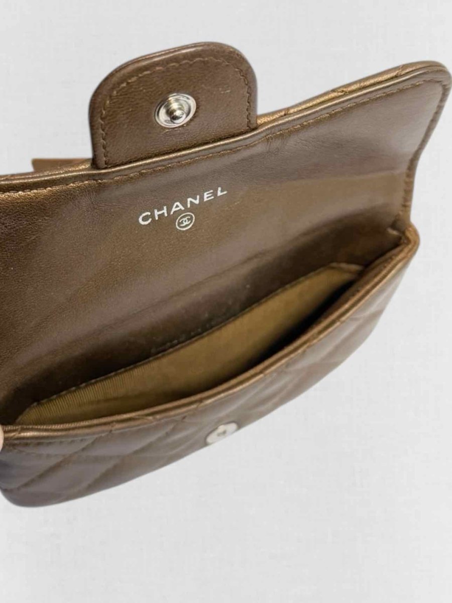 Pre - loved CHANEL Bronze Compact Wallet at Reems Closet