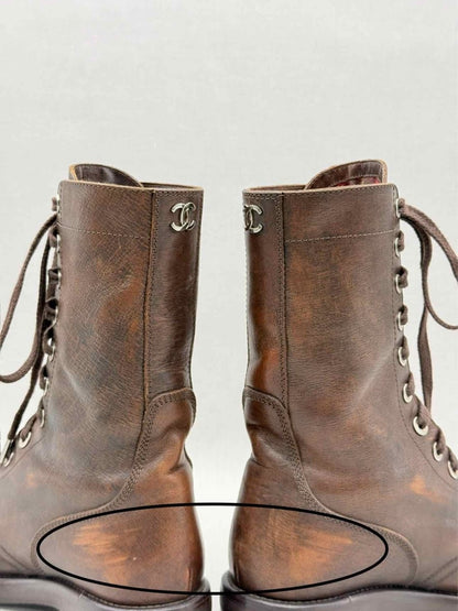 Pre - loved CHANEL Brown Size EU 38.5 Ankle Boots at Reems Closet