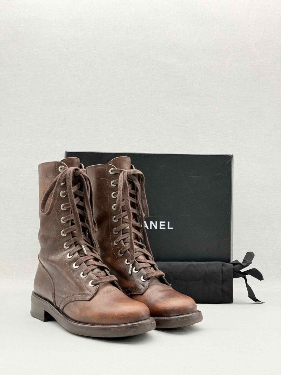 Pre - loved CHANEL Brown Size EU 38.5 Ankle Boots at Reems Closet
